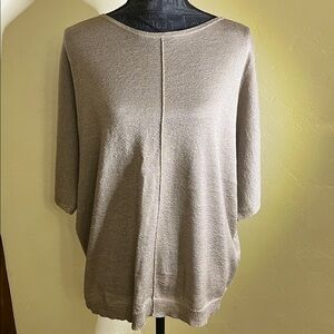 Beige gold speckled s/sleeve sweater